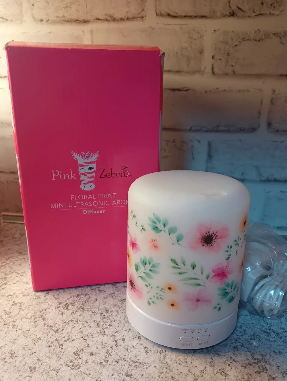 Floral Mini Ultrasonic Aroma Diffuser pink Zebra Warms oil